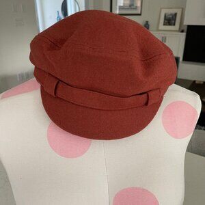 Stylish Neutral Lined Cabbie Hat Wool Blend Terracotta Orange/Brown Sz OS NWOT